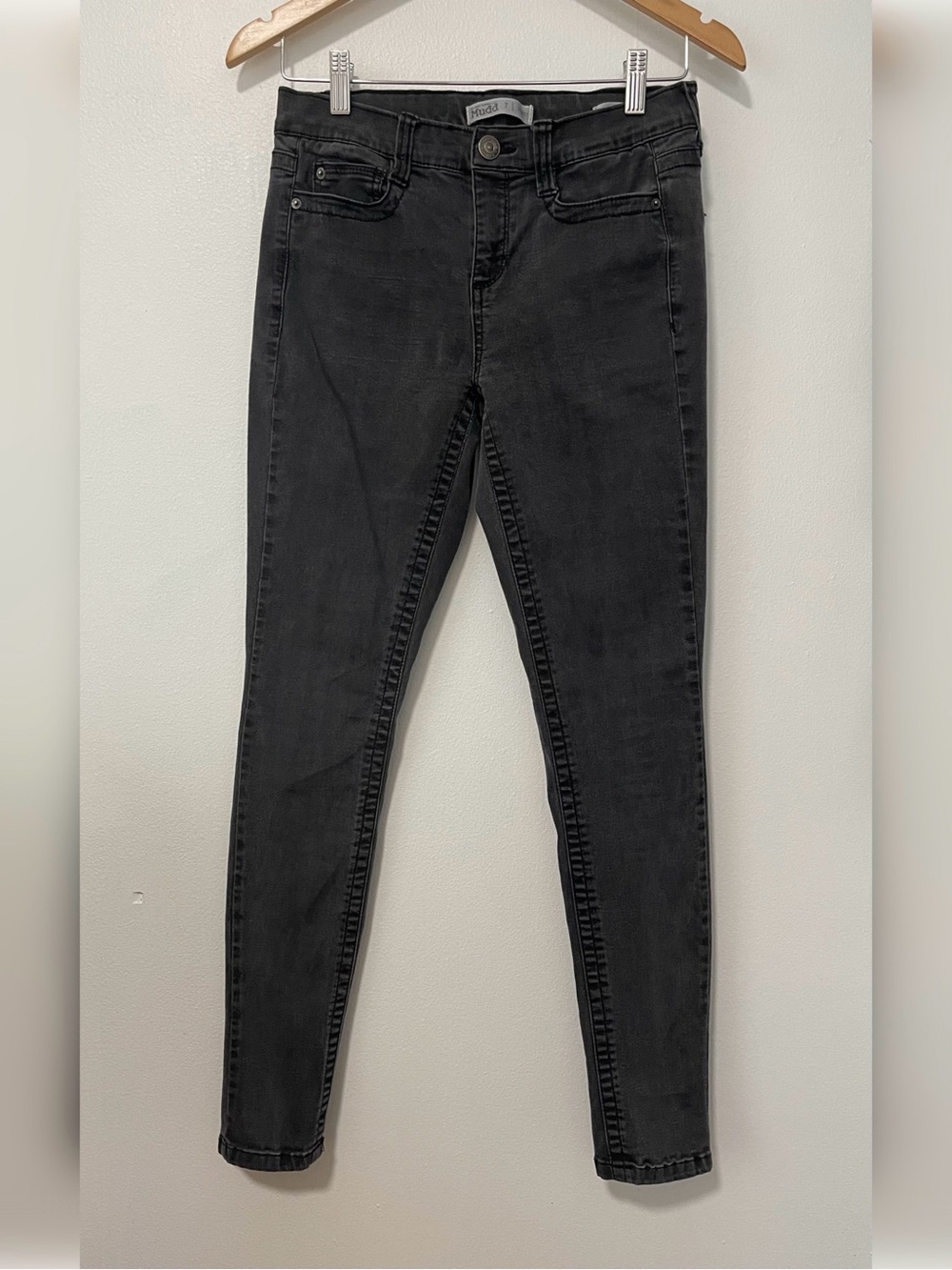 Mudd Faded Washed Black Gray Skinny FLX Stretch Jeans Size 7 Mid Rise Denim Goth